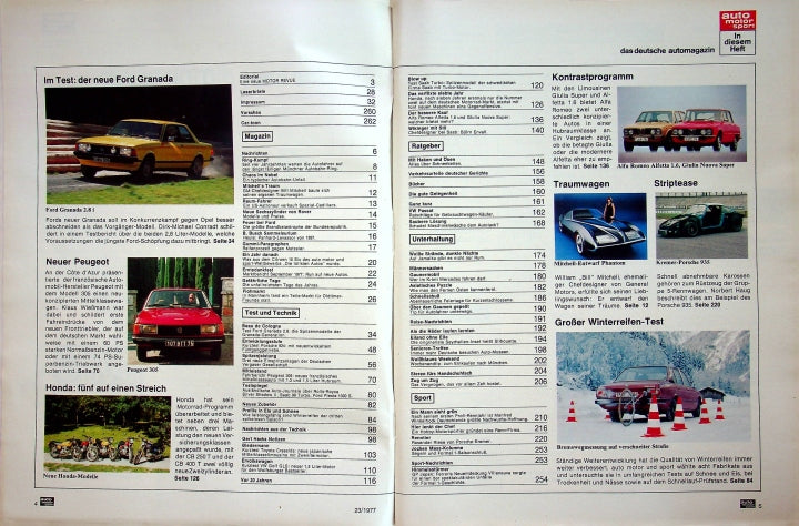 Inhaltsverzeichnis Auto Motor und Sport 23/1977