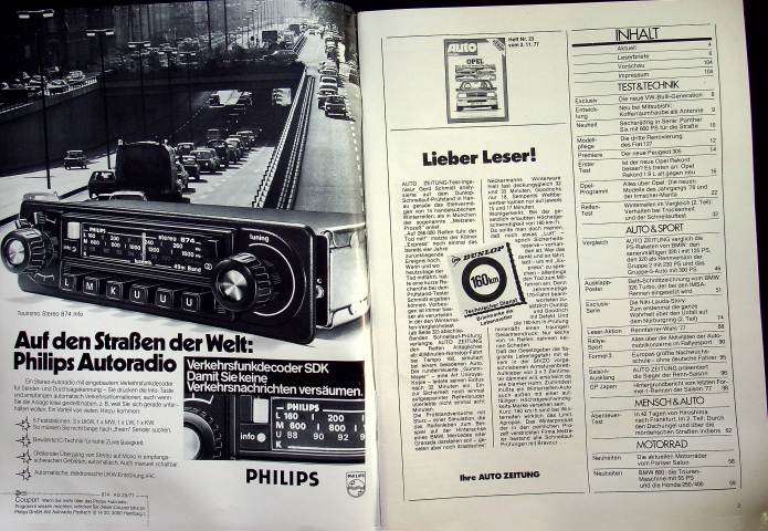 Inhaltsverzeichnis Autozeitung 23/1977