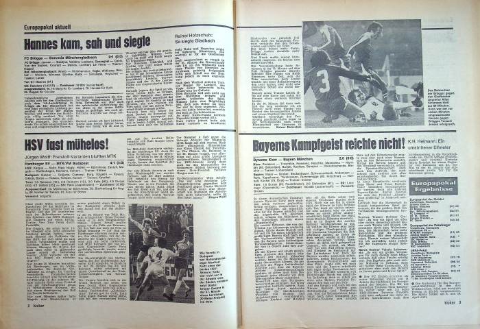 Inhaltsverzeichnis Kicker 23/1977