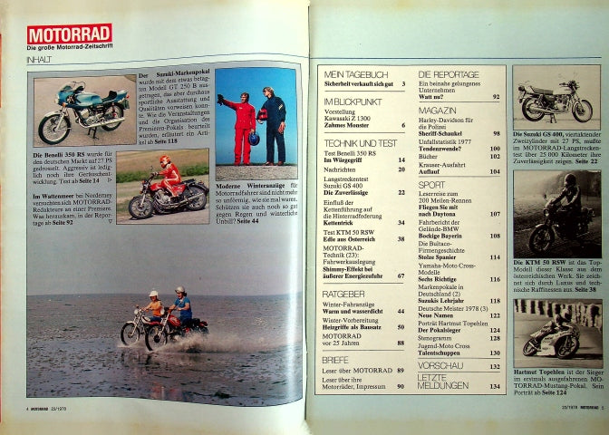Inhaltsverzeichnis Motorrad 23/1978