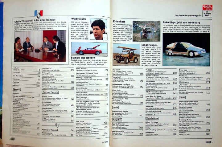 Inhaltsverzeichnis Auto Motor und Sport 23/1979
