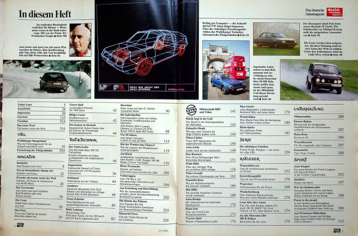 Inhaltsverzeichnis Auto Motor und Sport 23/1980
