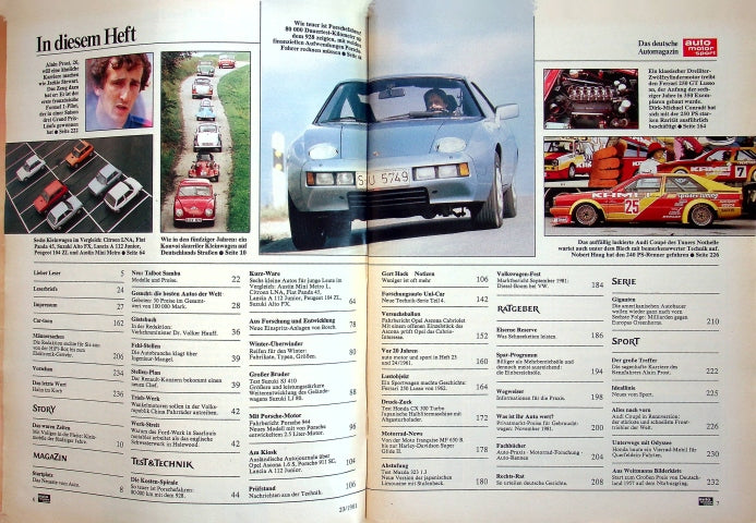 Inhaltsverzeichnis Auto Motor und Sport 23/1981