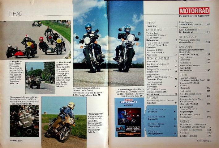Inhaltsverzeichnis Motorrad 23/1981