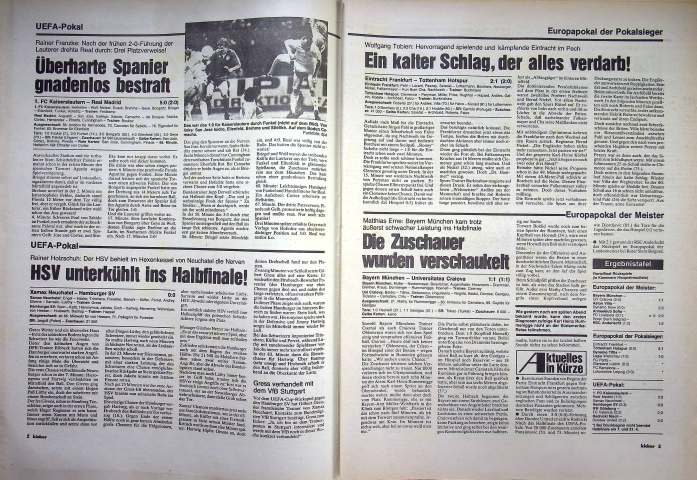 Inhaltsverzeichnis Kicker 23/1982