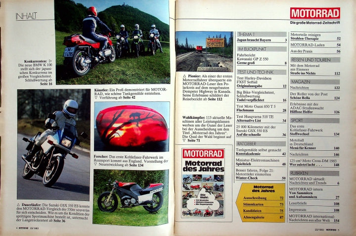 Inhaltsverzeichnis Motorrad 23/1983