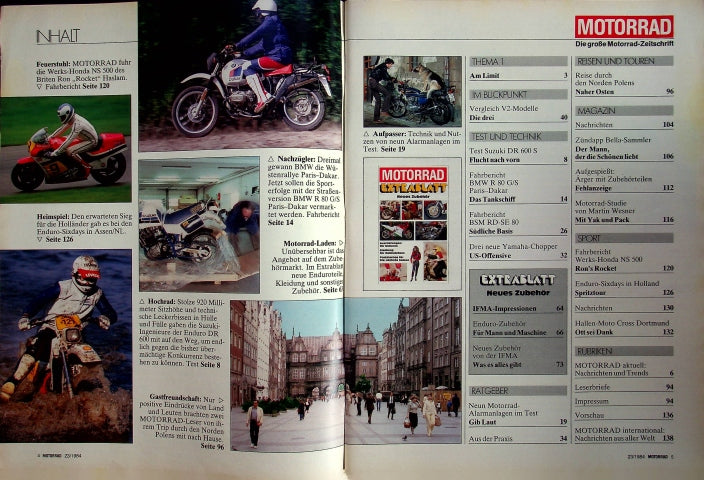Inhaltsverzeichnis Motorrad 23/1984