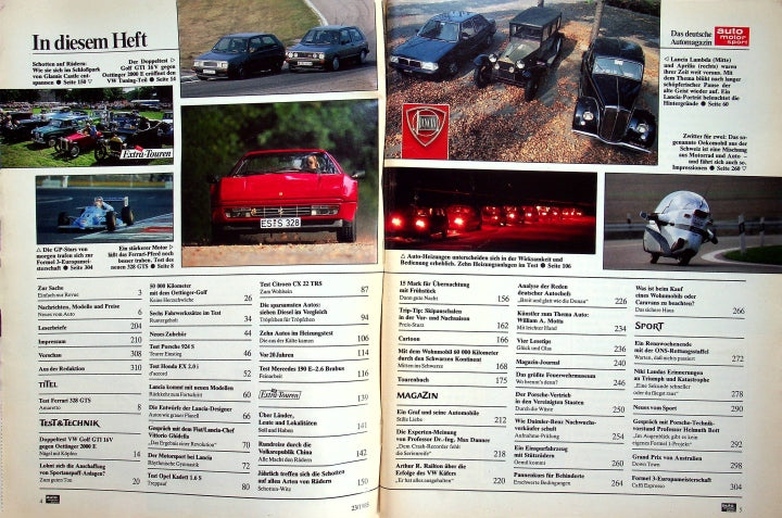 Inhaltsverzeichnis Auto Motor und Sport 23/1985
