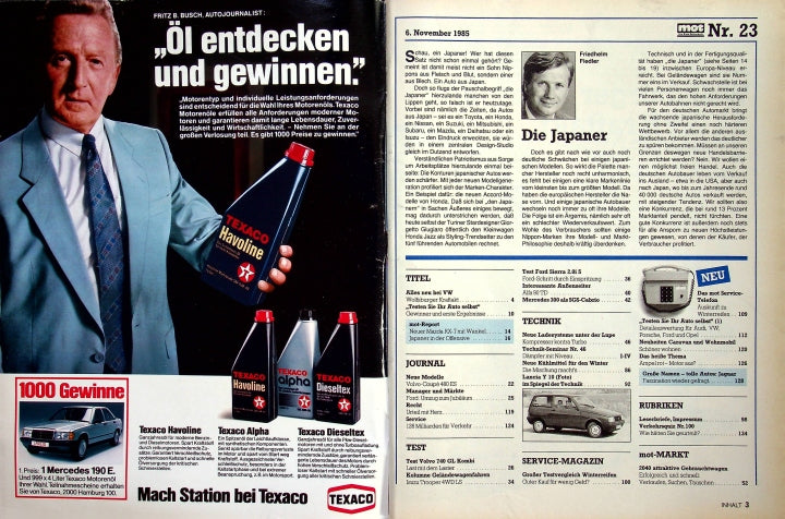 Inhaltsverzeichnis MOT 23/1985