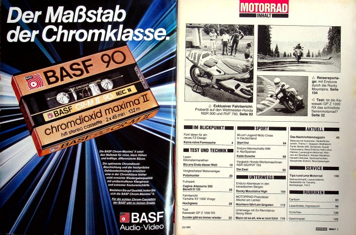 Inhaltsverzeichnis Motorrad 23/1985