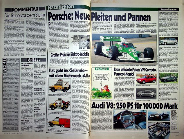 Inhaltsverzeichnis Auto Bild 23/1988