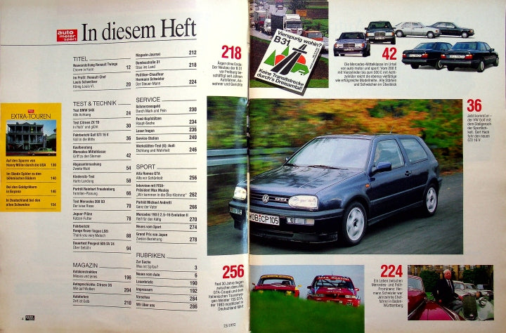 Inhaltsverzeichnis Auto Motor und Sport 23/1992