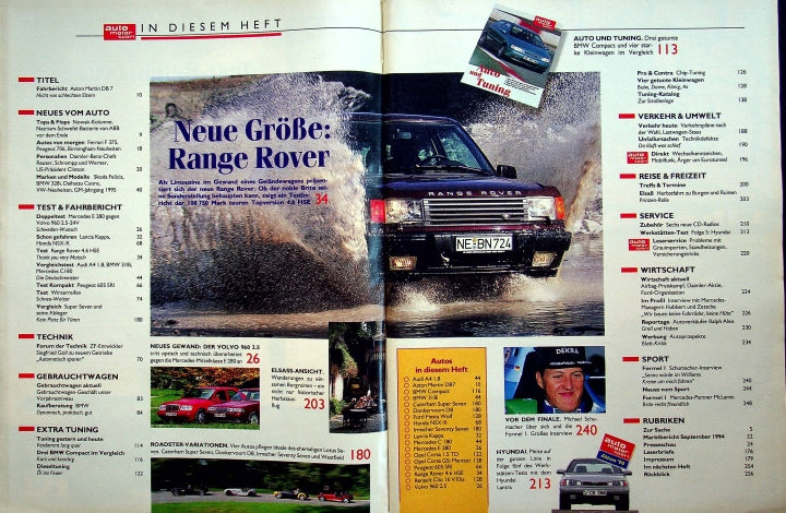 Inhaltsverzeichnis Auto Motor und Sport 23/1994