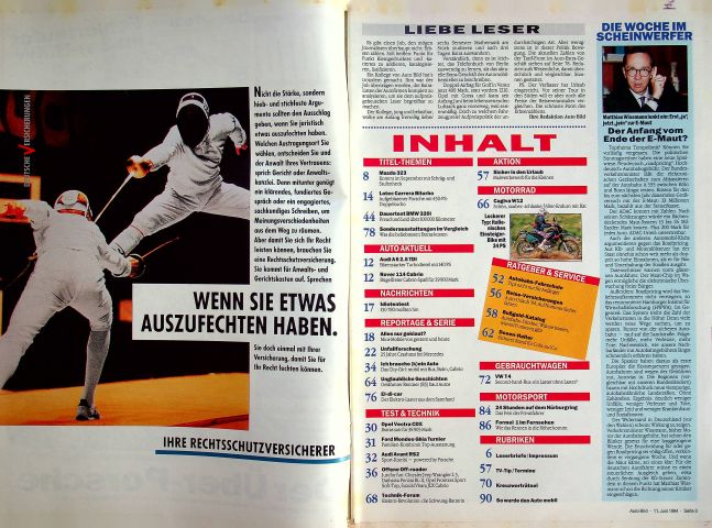 Inhaltsverzeichnis Auto Bild 23/1994