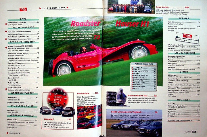 Inhaltsverzeichnis Auto Motor und Sport 23/1997