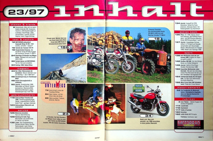 Inhaltsverzeichnis Motorrad 23/1997