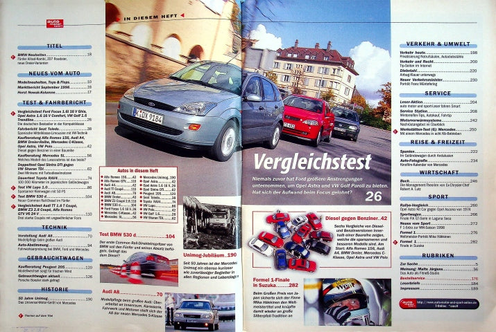Inhaltsverzeichnis Auto Motor und Sport 23/1998