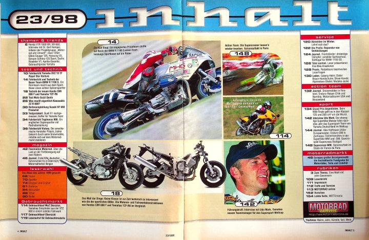 Inhaltsverzeichnis Motorrad 23/1998