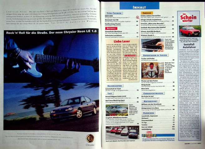 Inhaltsverzeichnis Auto Bild 23/1998