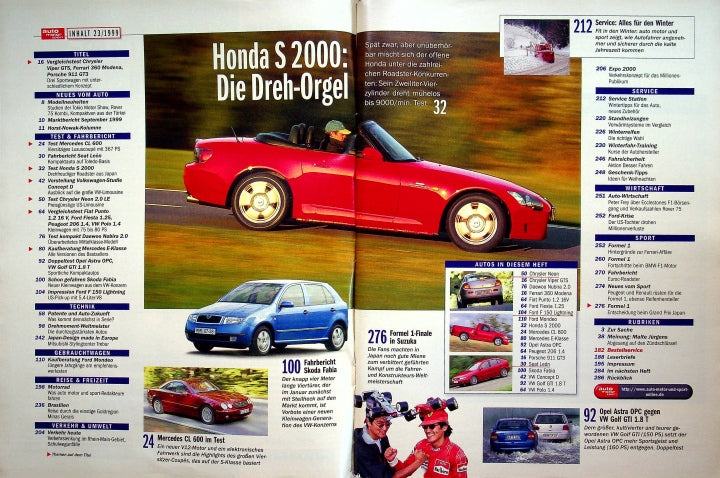 Inhaltsverzeichnis Auto Motor und Sport 23/1999