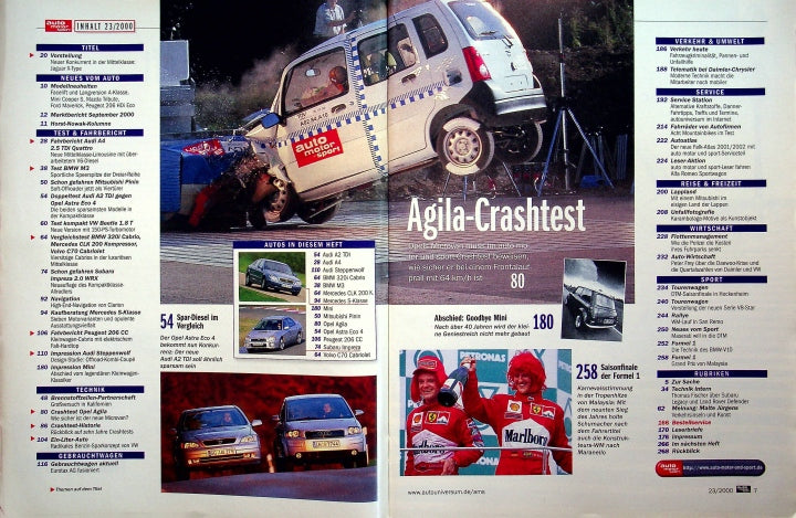Inhaltsverzeichnis Auto Motor und Sport 23/2000