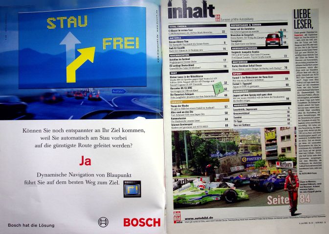 Inhaltsverzeichnis Auto Bild 23/2000