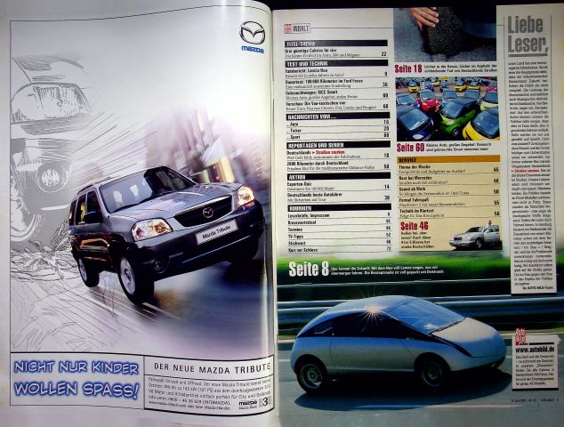 Inhaltsverzeichnis Auto Bild 23/2001