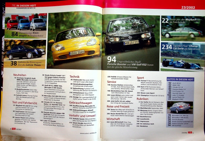 Inhaltsverzeichnis Auto Motor und Sport 23/2002