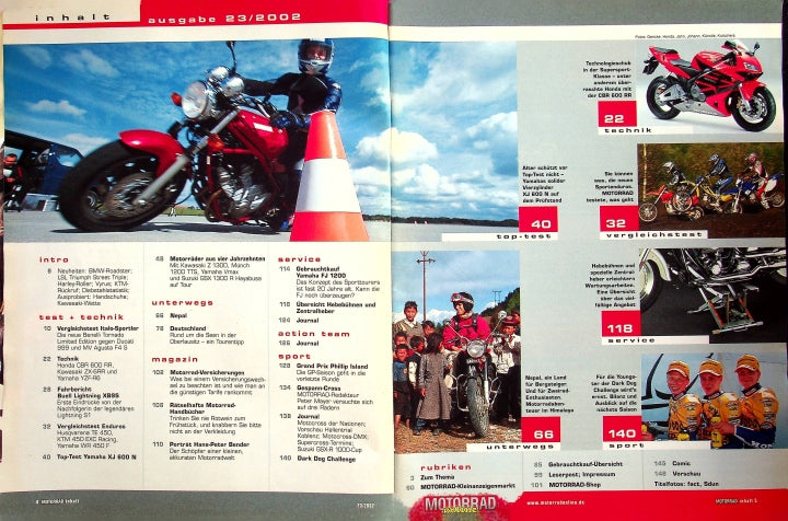 Inhaltsverzeichnis Motorrad 23/2002