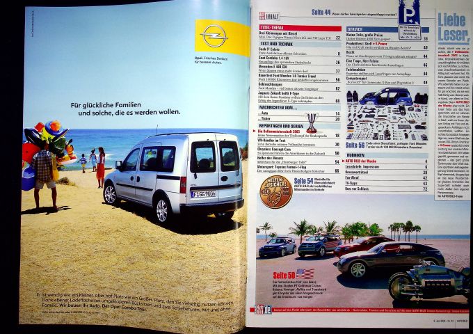 Inhaltsverzeichnis Auto Bild 23/2003