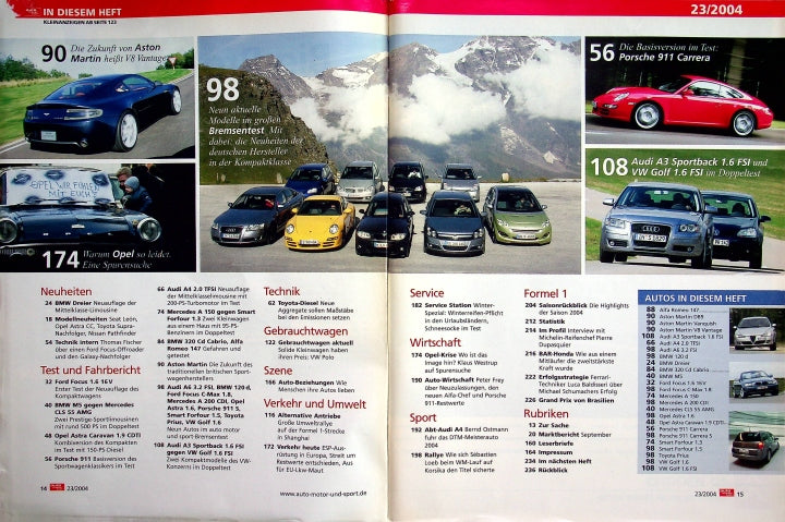 Inhaltsverzeichnis Auto Motor und Sport 23/2004