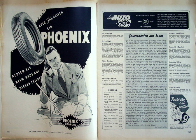 Inhaltsverzeichnis Auto Motor und Sport 24/1951