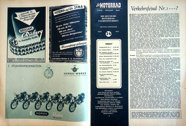 Inhaltsverzeichnis Motorrad 24/1951