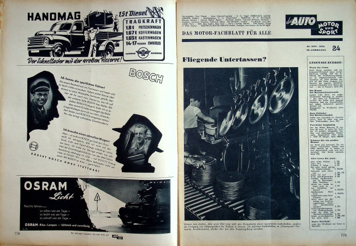 Inhaltsverzeichnis Auto Motor und Sport 24/1952