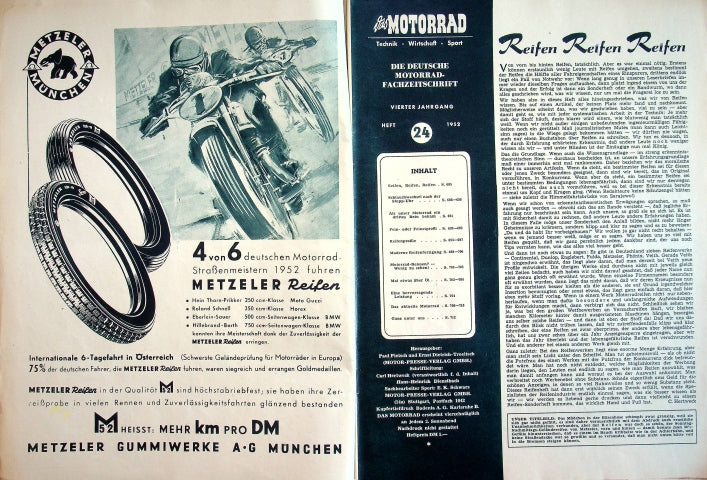 Inhaltsverzeichnis Motorrad 24/1952