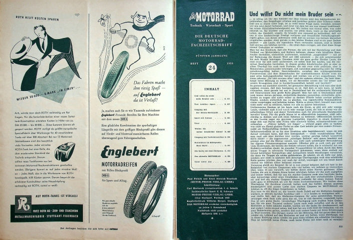 Inhaltsverzeichnis Motorrad 24/1953