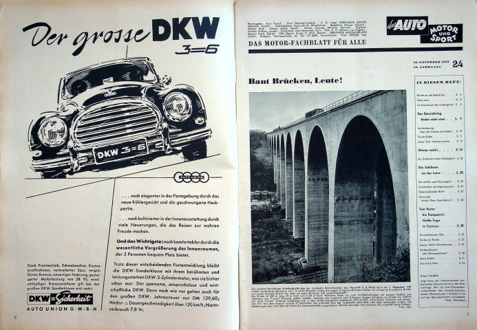 Inhaltsverzeichnis Auto Motor und Sport 24/1955