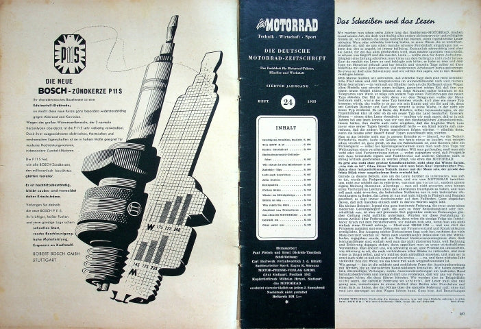 Inhaltsverzeichnis Motorrad 24/1955