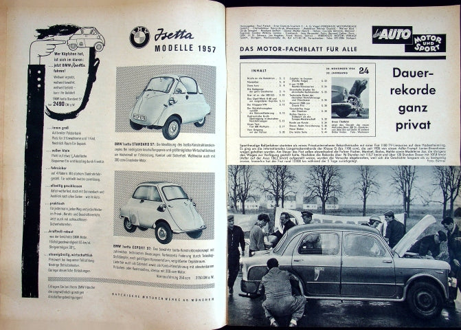 Inhaltsverzeichnis Auto Motor und Sport 24/1956