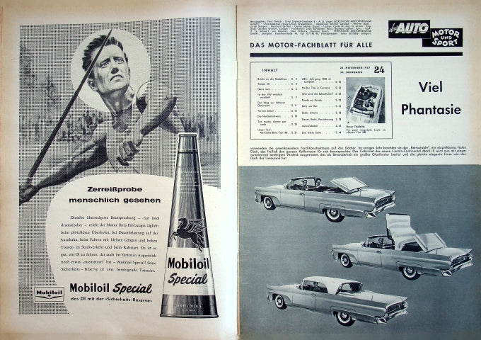 Inhaltsverzeichnis Auto Motor und Sport 24/1957