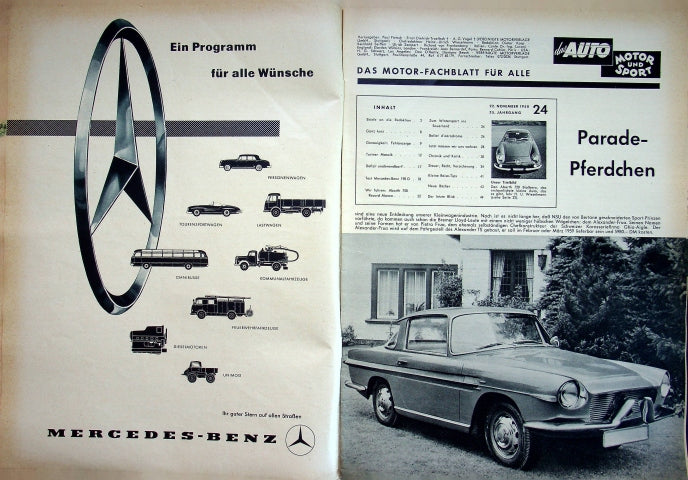 Inhaltsverzeichnis Auto Motor und Sport 24/1958