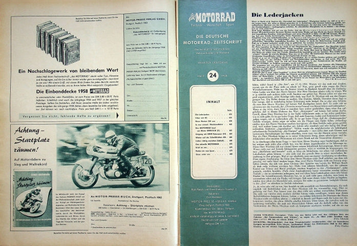 Inhaltsverzeichnis Motorrad 24/1958
