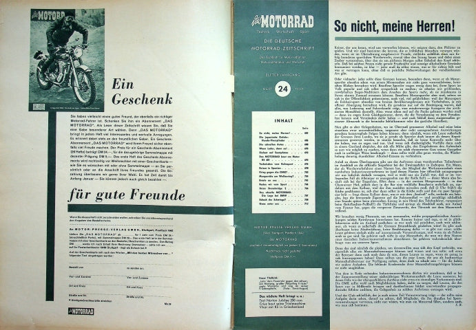 Inhaltsverzeichnis Motorrad 24/1959