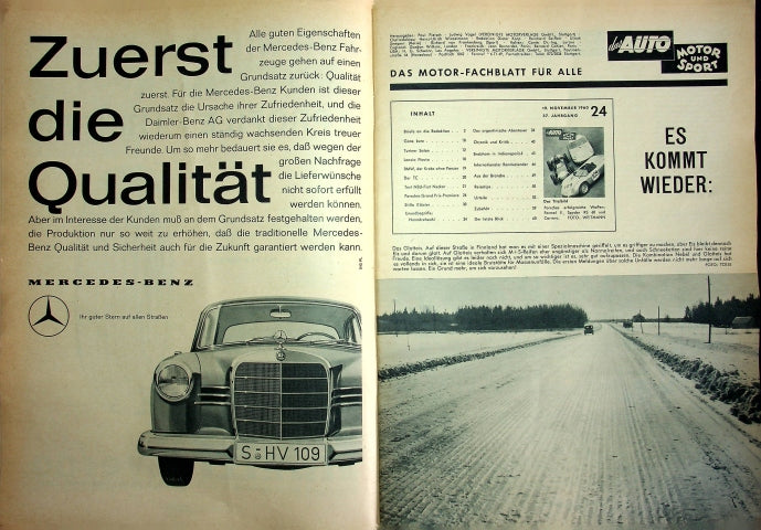 Inhaltsverzeichnis Auto Motor und Sport 24/1960