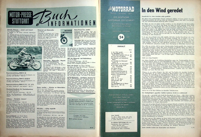 Inhaltsverzeichnis Motorrad 24/1960