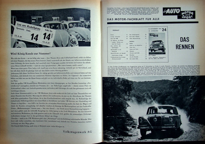 Inhaltsverzeichnis Auto Motor und Sport 24/1961