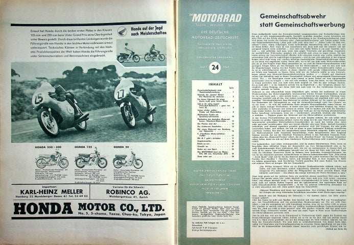 Inhaltsverzeichnis Motorrad 24/1961