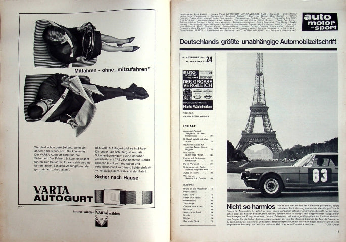 Inhaltsverzeichnis Auto Motor und Sport 24/1964
