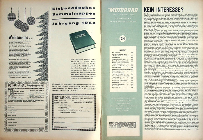 Inhaltsverzeichnis Motorrad 24/1964