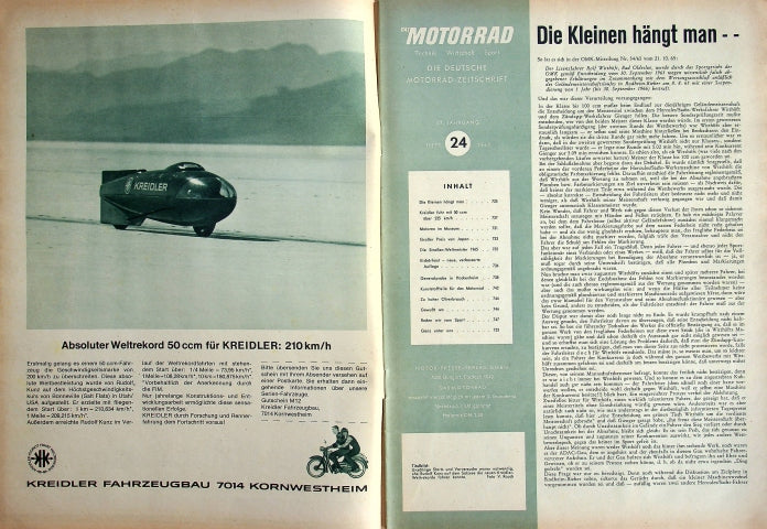 Inhaltsverzeichnis Motorrad 24/1965